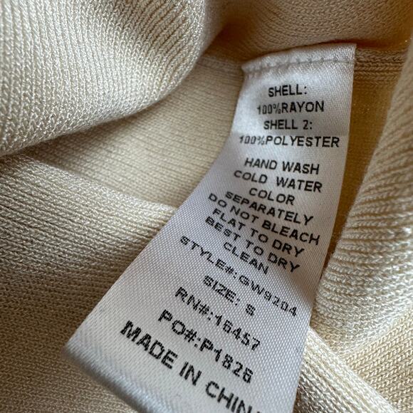 Fab'rik Womens Sheer Lace Balloon Sleeve Pullover Round Neck Beige Sweater Small - Picture 9 of 9